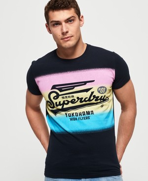 Superdry High Flyers Fade Lite Férfi Pólók Sötétkék | FPWSE8631